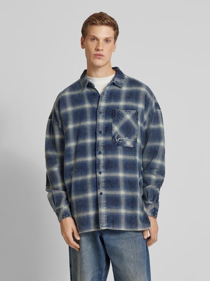 Karl Kani Regular Fit Freizeithemd mit Brusttasche Jeansblau 4