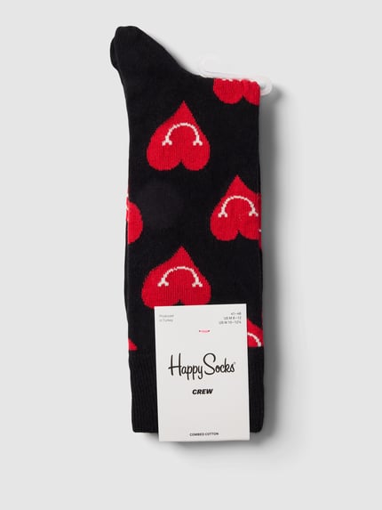 Happy Socks Socken mit Allover-Print Modell 'SMILEY HEART' Black 3