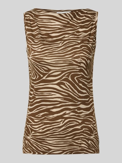 Produktfoto, regular fit top van puur katoen met zebraprint in bruin en beige, Regular Fit Top aus reiner Baumwolle van Armedangels, dames top