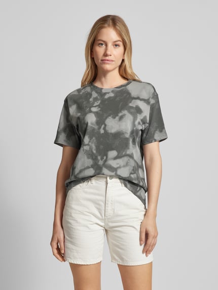 Jake*s Casual T-Shirt im Batik-Look Dunkelgrau 4