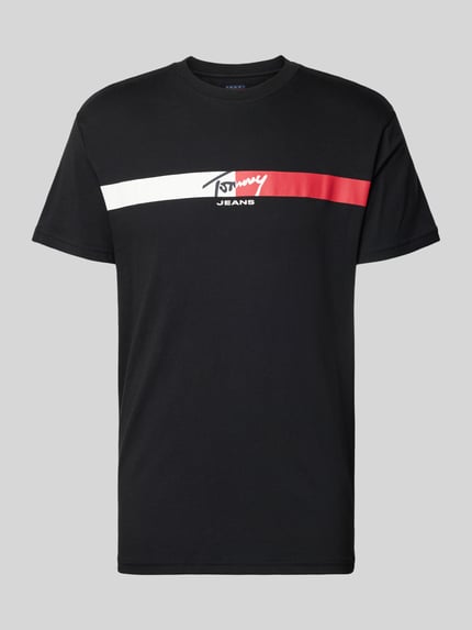 Productfoto, Regular Fit T-shirt uit puur katoen van Tommy Jeans, look: effen kleuren, jersey, labelprint, ronde hals, korte mouw