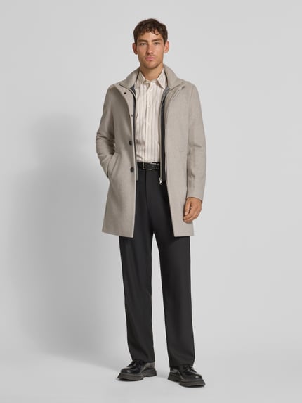 Matinique Mantel mit Stehkragen Modell 'Harvey' Taupe 1