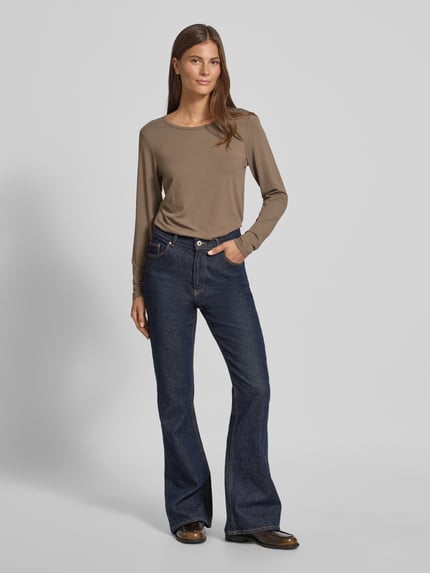 FREE/QUENT Shirt met lange mouwen en ronde hals, model 'Liana' Taupe - 1