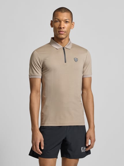 EA7 Emporio Armani Slim Fit Poloshirt aus Viskose-Mix Beige 4