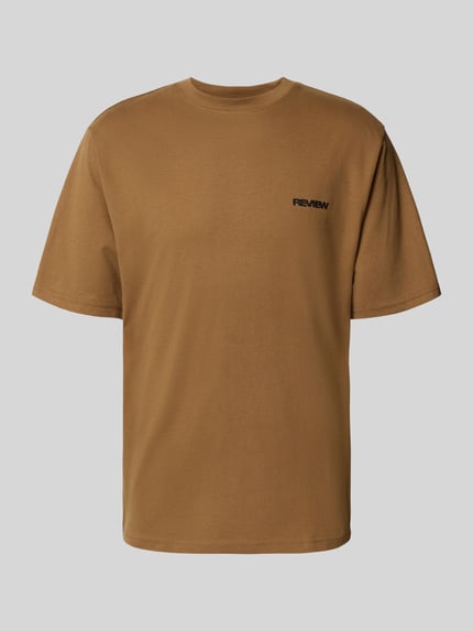 REVIEW T-Shirt mit Logo und Rundhalsausschnitt Mittelbraun 2
