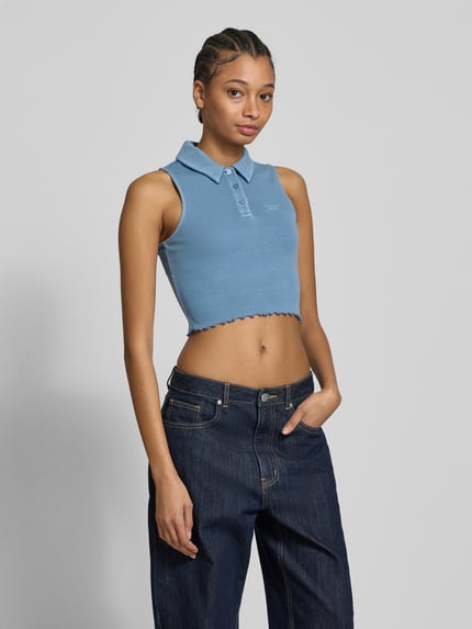 Tommy Jeans Korte top in riblook Rookblauw - 4