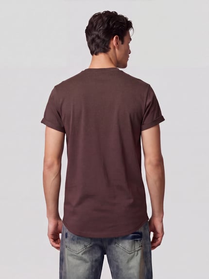 G-Star RAW T-Shirt mit fixiertem Umschlagabschluss Dunkelbraun 5