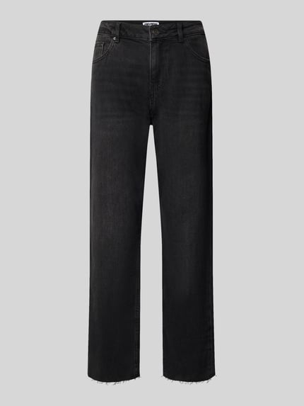 Produktfoto, Straight Fit Jeans aus Baumwoll-Mix von REVIEW in Schwarz, 5-Pocket-Design, verkürzte Passform, neutrale Textur