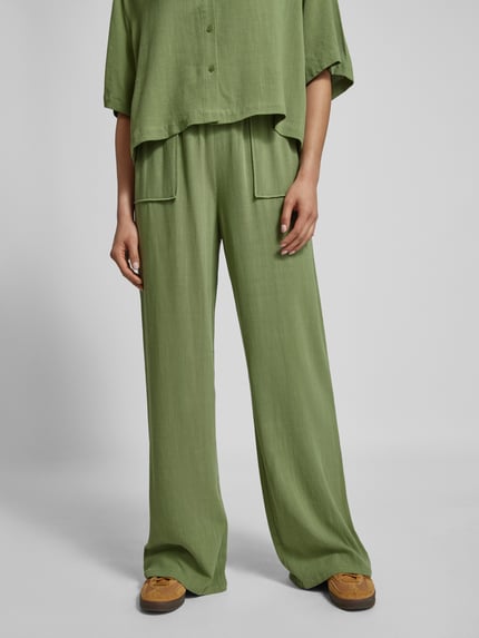 Jake*s Casual Loose Fit Stoffhose aus Viskose-Mix mit Leinen-Anteil Grass 4