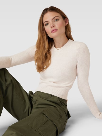 REVIEW Strickpullover mit Rundhalsausschnitt Offwhite Melange 3