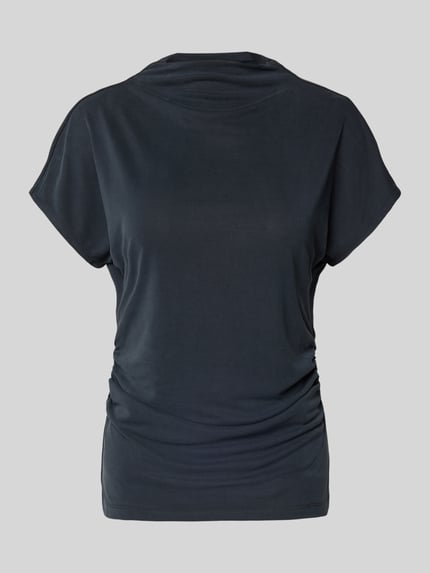 Jake*s Collection T-Shirt aus Modal-Mix mit Raffungen Black 2