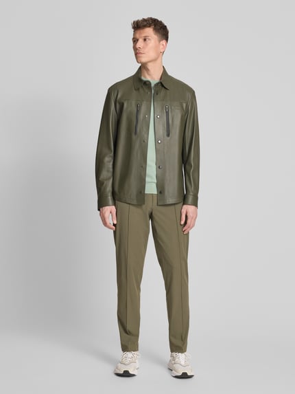 BOSS Green Regular Fit Lederjacke aus echtem Lammleder Modell 'LH_PS SPIRIT70 ST' - Porsche x BOSS Oliv 1
