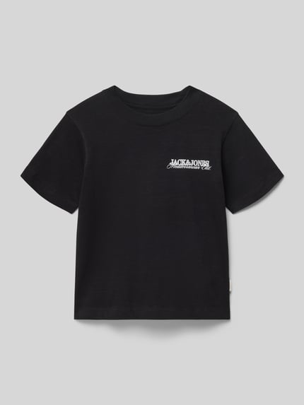 Productfoto, T-shirt met statementprint model 'CASSIS' van Jack & Jones, puur katoen, regular fit, ronde hals, labeldetail, ruglengte maat 140: 50 cm