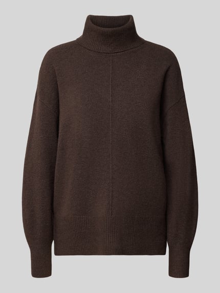 PIECES Rollkragenpullover mit Teilungsnaht-Detail Schoko Melange 1