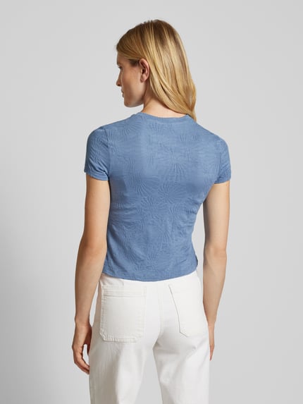 Jake*s Casual T-shirt z prążkowanym okrągłym dekoltem Jeansowy niebieski 5