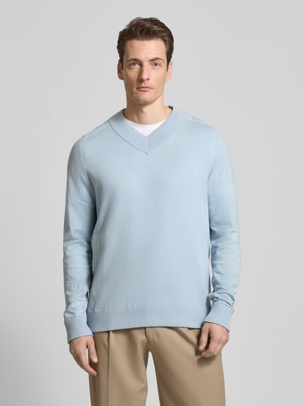 DRYKORN Strickpullover mit V-Ausschnitt Modell 'Numir' Bleu 4