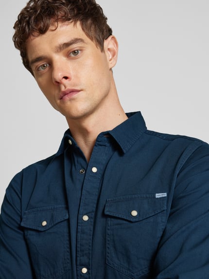 JACK & JONES Slim Fit Freizeithemd mit Kentkragen Modell 'ESHERIDAN' Marine 3