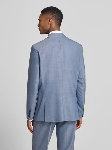 Męski model nosi Slim Fit Anzugsakko aus Woll-Mix Modell 'THEO' od SELECTED HOMME, melanżowa faktura, widok całej sylwetki z tyłu.