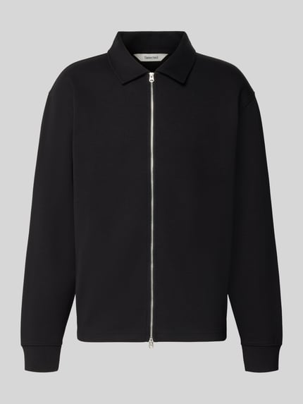 Productfoto, regular sweatjack van katoenmix model 'TOM' van Selected Homme in zwart, effen kleur, Heren sweatjack