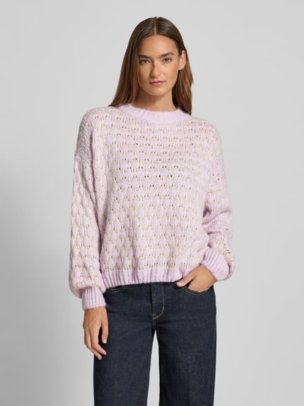ZABAIONE Oversized Strickpullover mit gerippten Abschlüssen Flieder 4