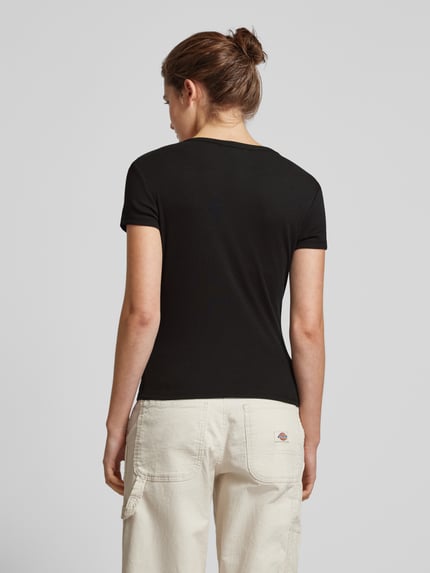Tommy Jeans T-shirt o kroju slim fit z wyhaftowanym logo Czarny 5