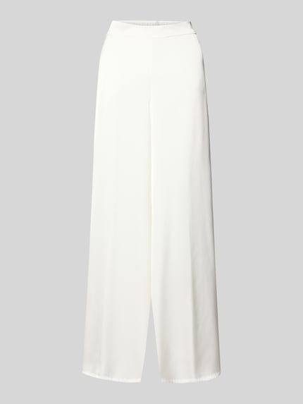 Productfoto, Stoffhose mit elastischem Bund van V by Vera Mont, satijn, relaxed fit, wijde pijpen, elastische taille, wit