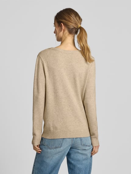 VILA Strickpullover mit Rundhalsausschnitt Modell 'Viril' Offwhite 5