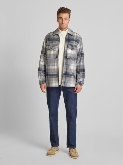 Tom Tailor Regular Fit Hemdjacke mit Woll-Anteil Hellgrau Melange 1