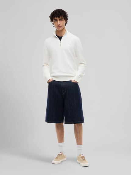 Tommy Jeans Slim Fit Troyer aus reiner Baumwolle Offwhite 1