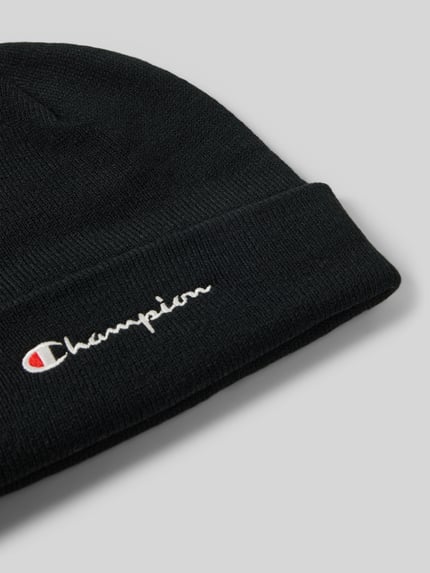 Champion Beanie mit breitem Umschlag und Logo-Stitching Black 2