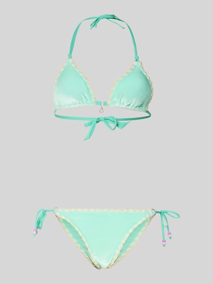 Produktfoto, Bikini mit Ziersteinen Modell 'Neosun' von Banana Moon, elastyczna mieszanka materiałów, ozdobne kamienie, haft, charm, mięta