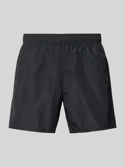Produktfoto, Badehose mit Allover-Muster Modell 'TONAL_LOGO' von HUGO in Schwarz, glatte Textur, Herren Badehose von HUGO