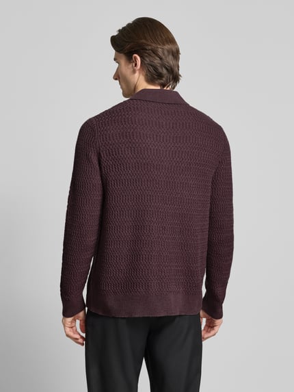 Samsøe Samsøe Strickpullover aus Woll-Mix mit Polokragen Modell 'CAIDEN' Bordeaux 5