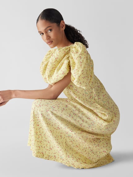 ROTATE Midi-jurk van pure viscose Geel - 6