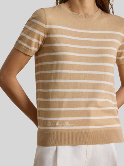 Lauren Ralph Lauren Regular Fit Pullover aus Baumwoll-Mix mit kurzen Ärmeln Apricot 3