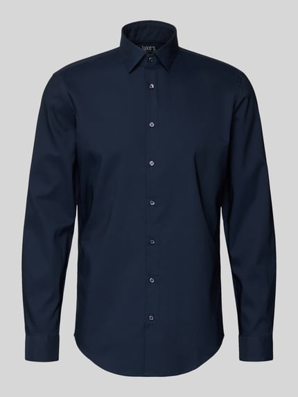Jake*s Slim fit zakelijk overhemd met kentkraag Marineblauw - 2