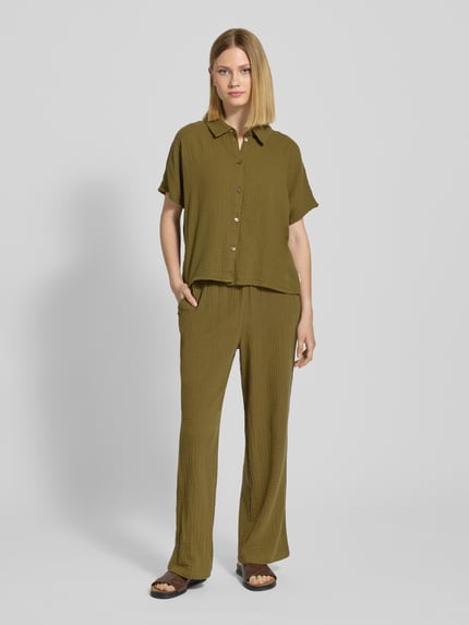 Tom Tailor Denim Boxy Fit Bluse aus reiner Baumwolle Khaki 1