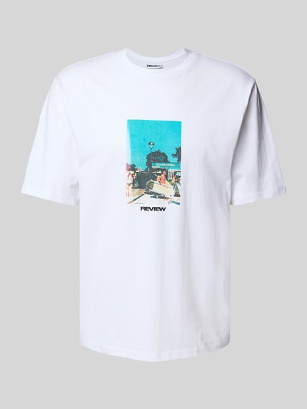 REVIEW Regular Fit T-Shirt aus Baumwoll-Viskose-Mix Weiss 2