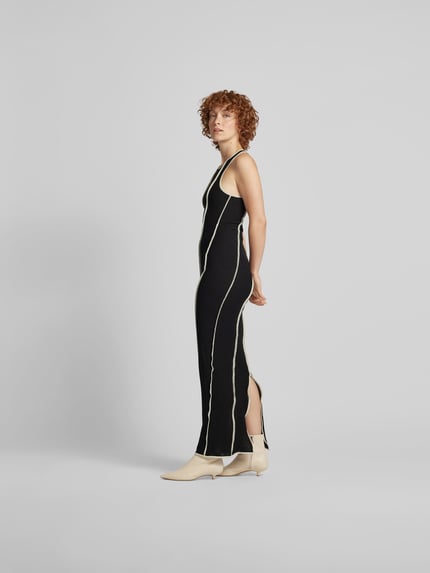 Nanushka Maxi-jurk met contrastkleurige siernaden Zwart - 1