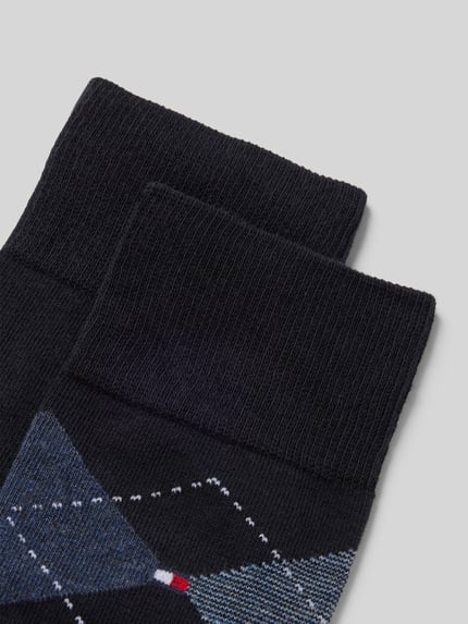 Produktfoto, Socken im 2er-Pack von Tommy Hilfiger, wadenlang, Baumwoll-Mix, elastische Bündchen, Logo-Stickerei, dunkle Farben