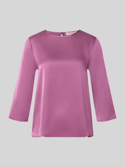 Produktfoto, Bluse aus Satin von Rinascimento in roze, Materiaalmix met stretch, getailleerd model, ronde hals, met lange mouwen