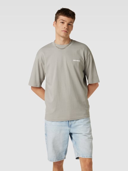 REVIEW T-Shirt mit Label-Detail Mittelgrau 4