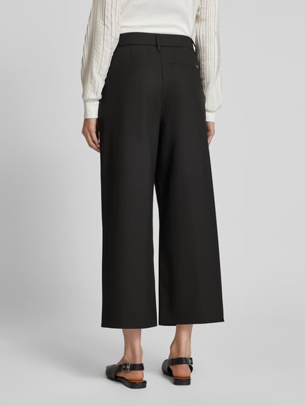 Gardeur Wide leg stoffen broek in verkorte pasvorm, model 'Franca' Zwart - 5