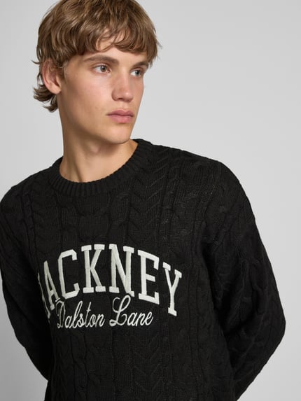 ONLY & SONS Regular Fit Strickpullover aus Baumwoll-Mix Modell 'MACK' Black 3