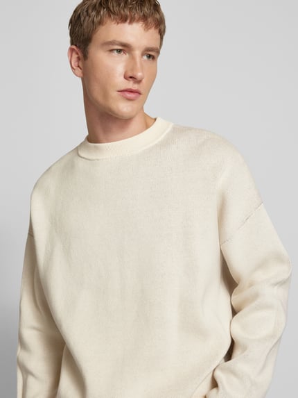 PROHIBITED Strickpullover mit gerippten Abschlüssen Modell 'Brixton' Offwhite 3