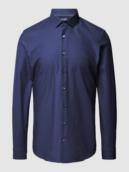 OLYMP No. Six Super Slim Fit businesshemd van twill met stretch-aandeel Marineblauw - 2