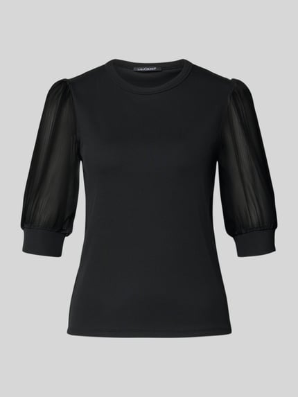 Luisa Cerano T-shirt in riblook met ronde hals Zwart - 2