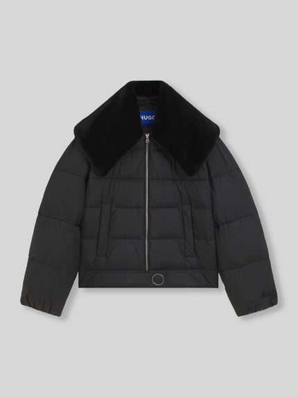 HUGO Blue Regular Fit Steppjacke mit abnehmbarem Kunstfell-Kragen Modell 'Fleuv-1_B' Black 2