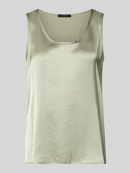 Produktfoto, Regular Fit Top mit Viskose-Anteil von Oui, krój regular fit, satyna, okrągły dekolt, długość tyłu w rozmiarze 36: 60 cm, jasnozielony, gładka tekstura