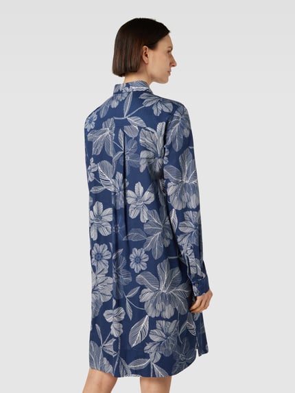 0039 Italy Knielange overhemdjurk met bloemenprint, model 'Gracia' Marineblauw - 5